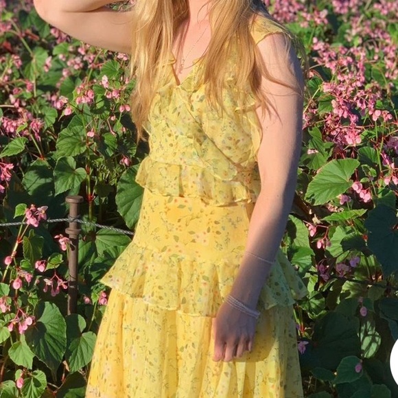 AQUA floral dress size medium chiffon ruffle straps - Picture 3 of 12